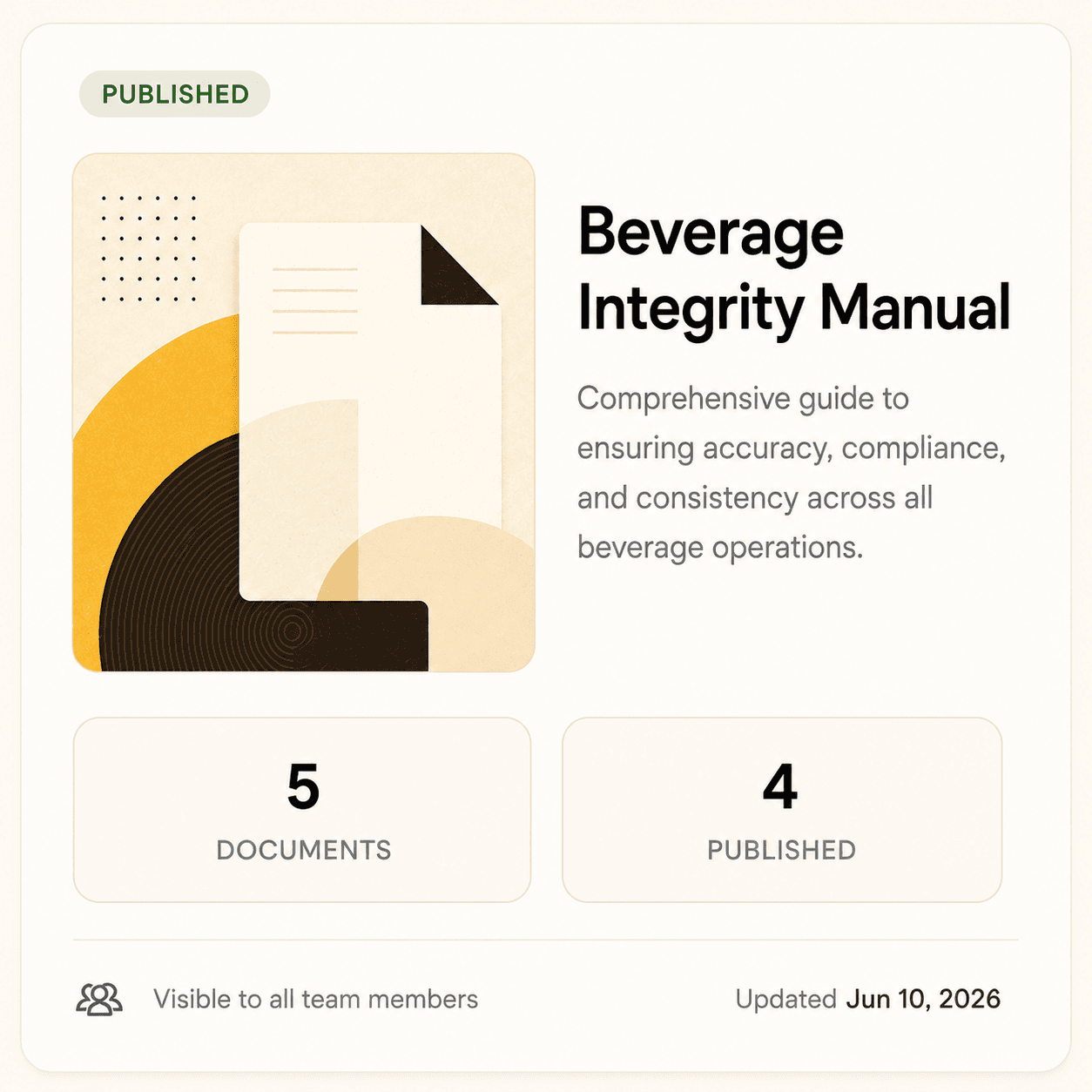 Published Contourna manual containing controlled documents